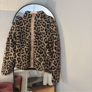 Joe Fresh Leopard Print Hoodie - Black and Tan